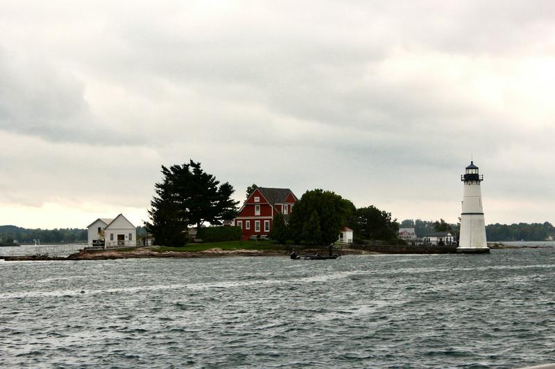 A lighthouse and keeper's house on a small island in the St. Lawrence River